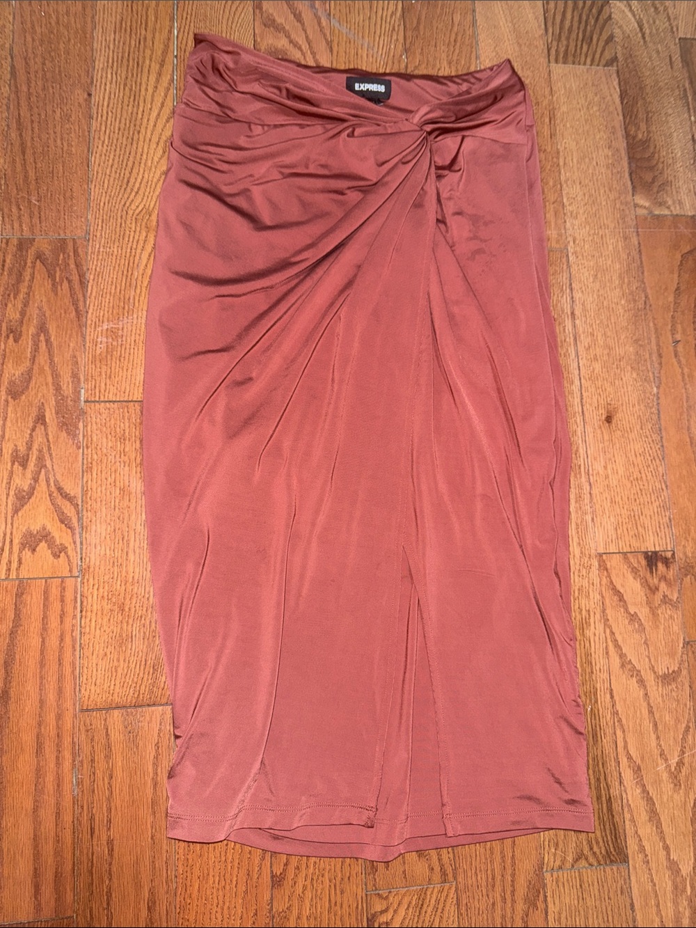 Express Rust-Tone Ruched Pencil Skirt